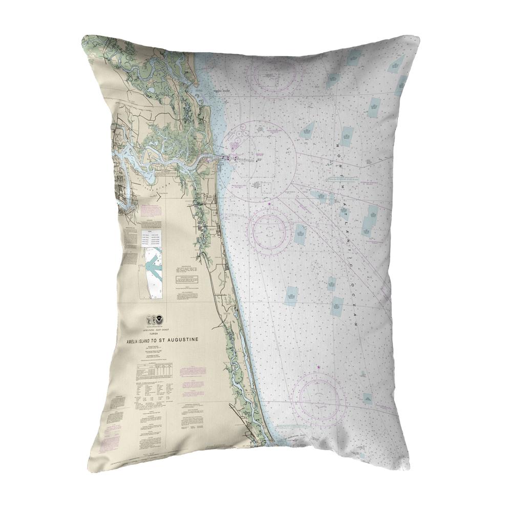 Amelia Island to Saint Augustine, FL Nautical Map Noncorded Indoor/Outdoor Pillow 11x14. Picture 1