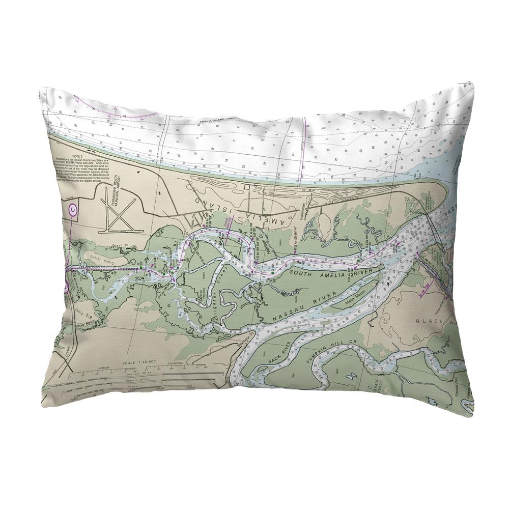 Amelia Island, FL Nautical Map Noncorded Indoor/Outdoor Pillow 11x14. Picture 1