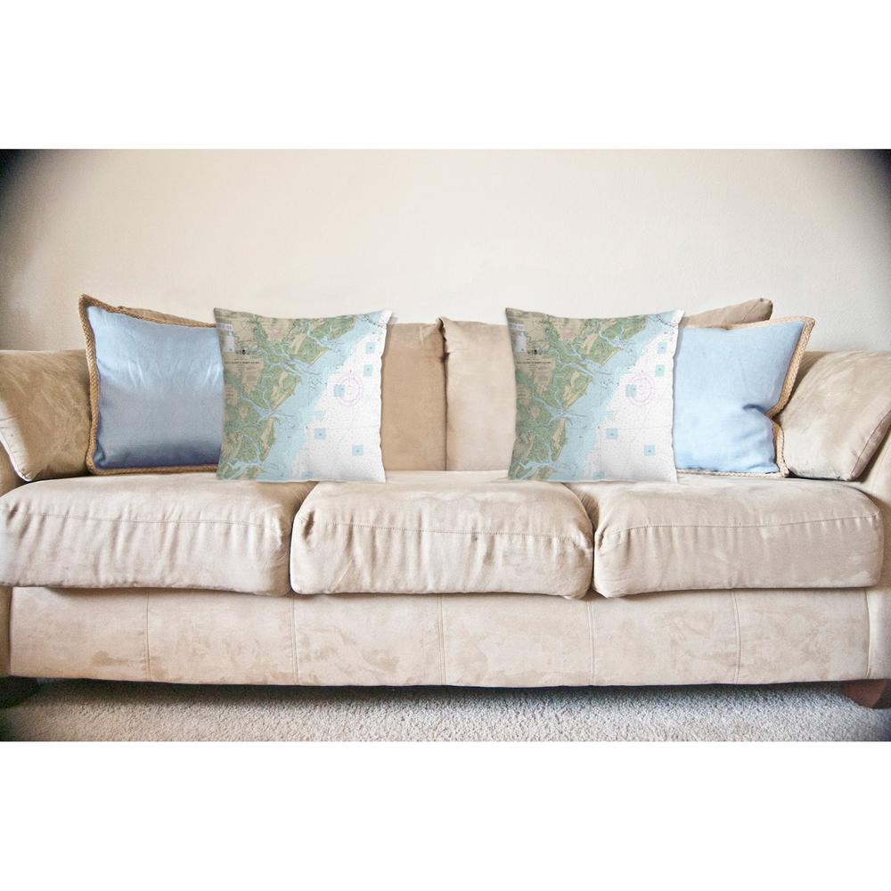 Tybee Island to Doboy Sound, GA Nautical Map Noncorded Indoor/Outdoor Pillow 12x12. Picture 2