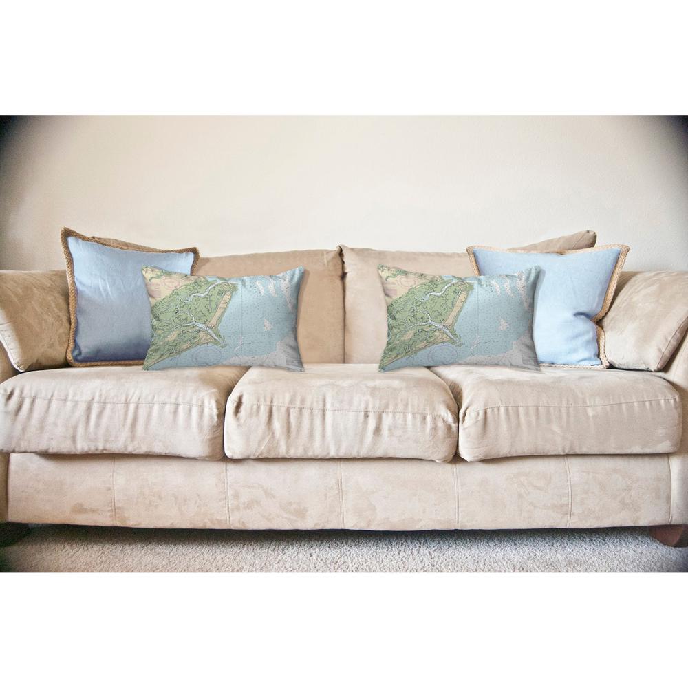 Fripp Island, SC Nautical Map Noncorded Indoor/Outdoor Pillow 11x14. Picture 2