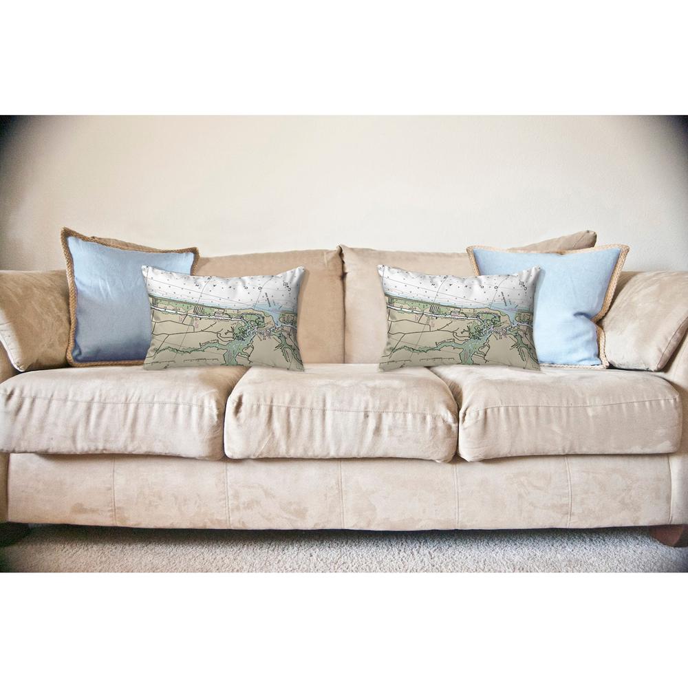 Holden Beach, NC Nautical Map Noncorded Indoor/Outdoor Pillow 11x14. Picture 2