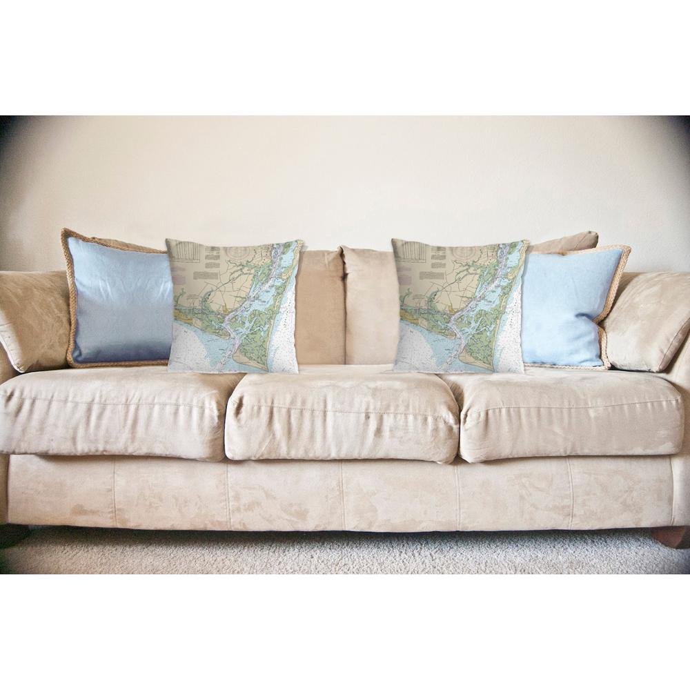 Cape Fear, NC Nautical Map Noncorded Indoor/Outdoor Pillow 12x12. Picture 2