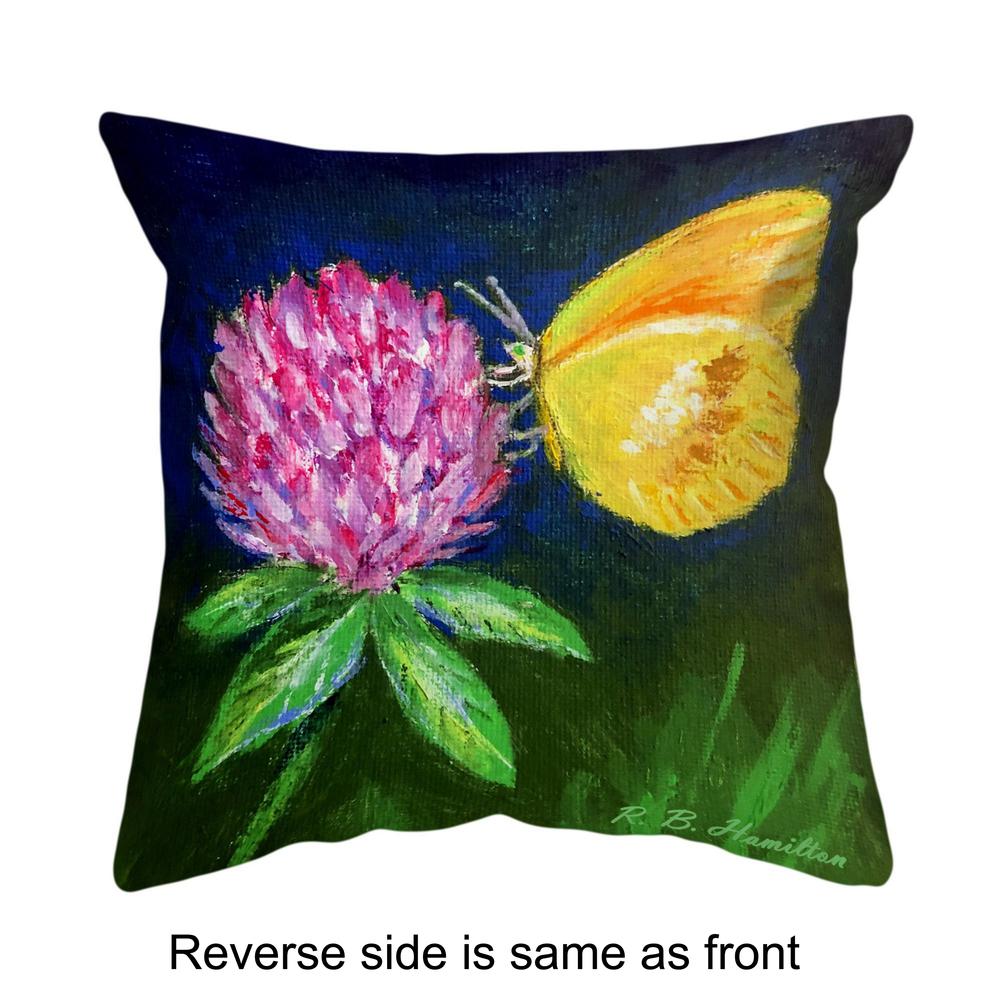 Sulphur Butterfly & Clover Small Noncorded Pillow 12x12. Picture 2