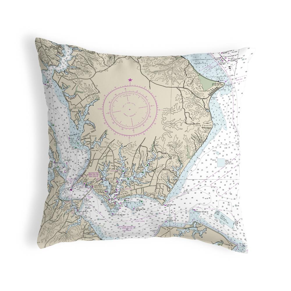 Slomons Island, MD Nautical Map Noncorded Indoor/Outdoor Pillow 12x12. Picture 1
