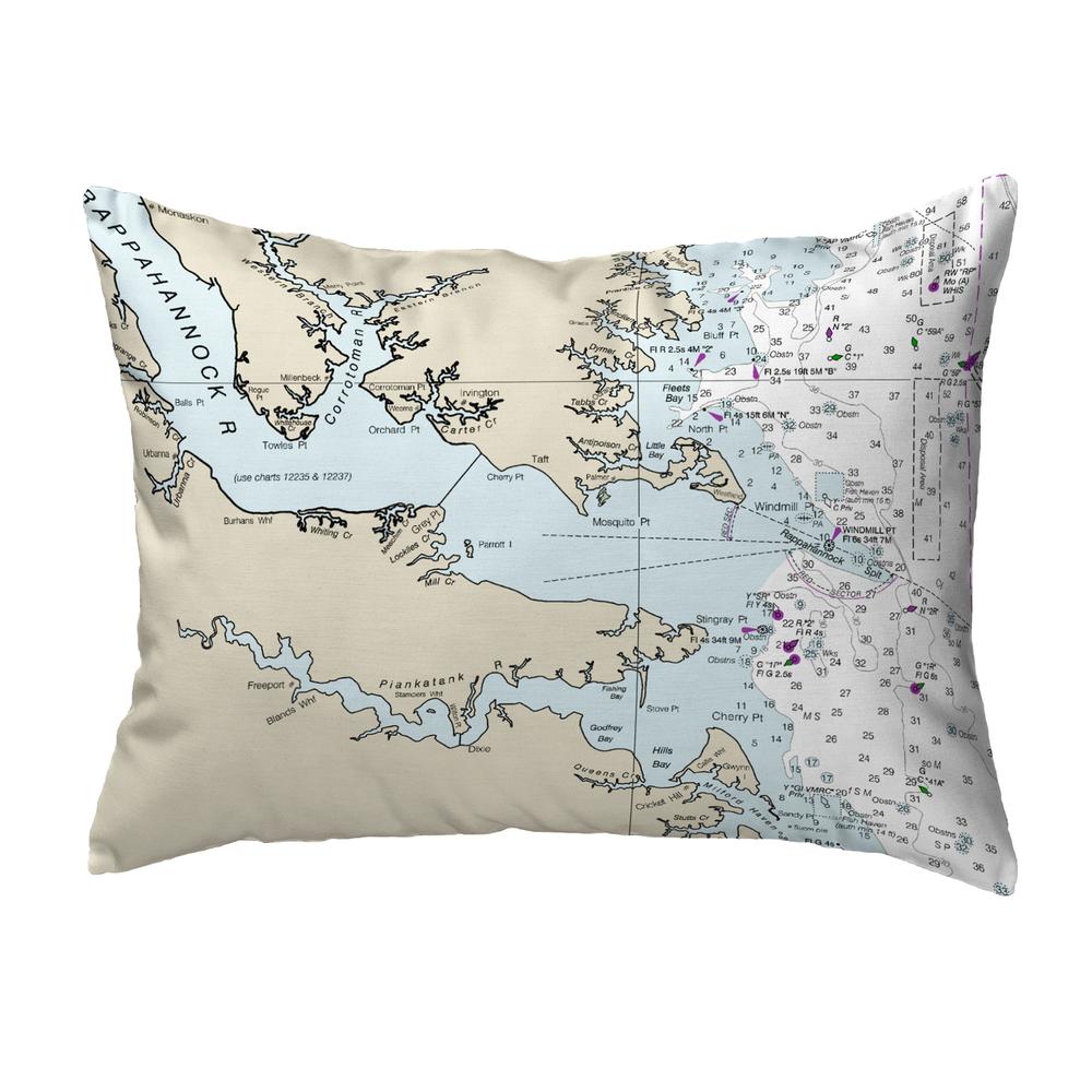 Chesapeake Bay, VA Nautical Map Noncorded Indoor/Outdoor Pillow 11x14. Picture 1