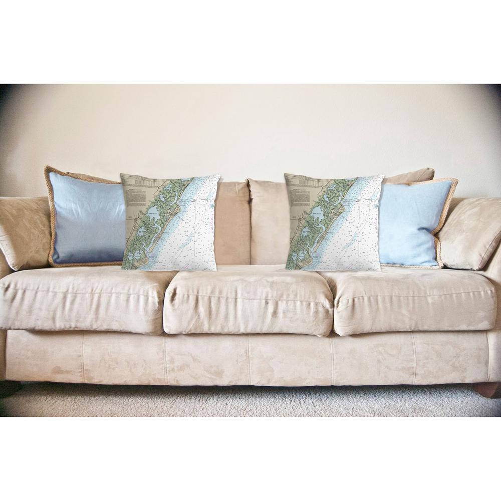 Little Egg Inlet to Hereford Inlet - Avalon, NH Nautical Map Noncorded Indoor/Outdoor Pillow 12x12. Picture 2