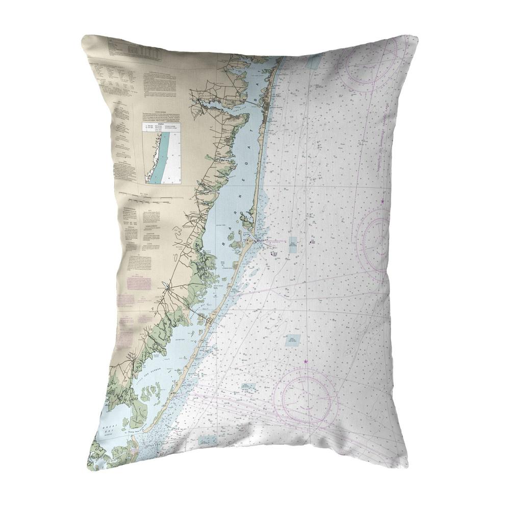 Long Beach, NJ Nautical Map Noncorded Indoor/Outdoor Pillow 11x14. Picture 1