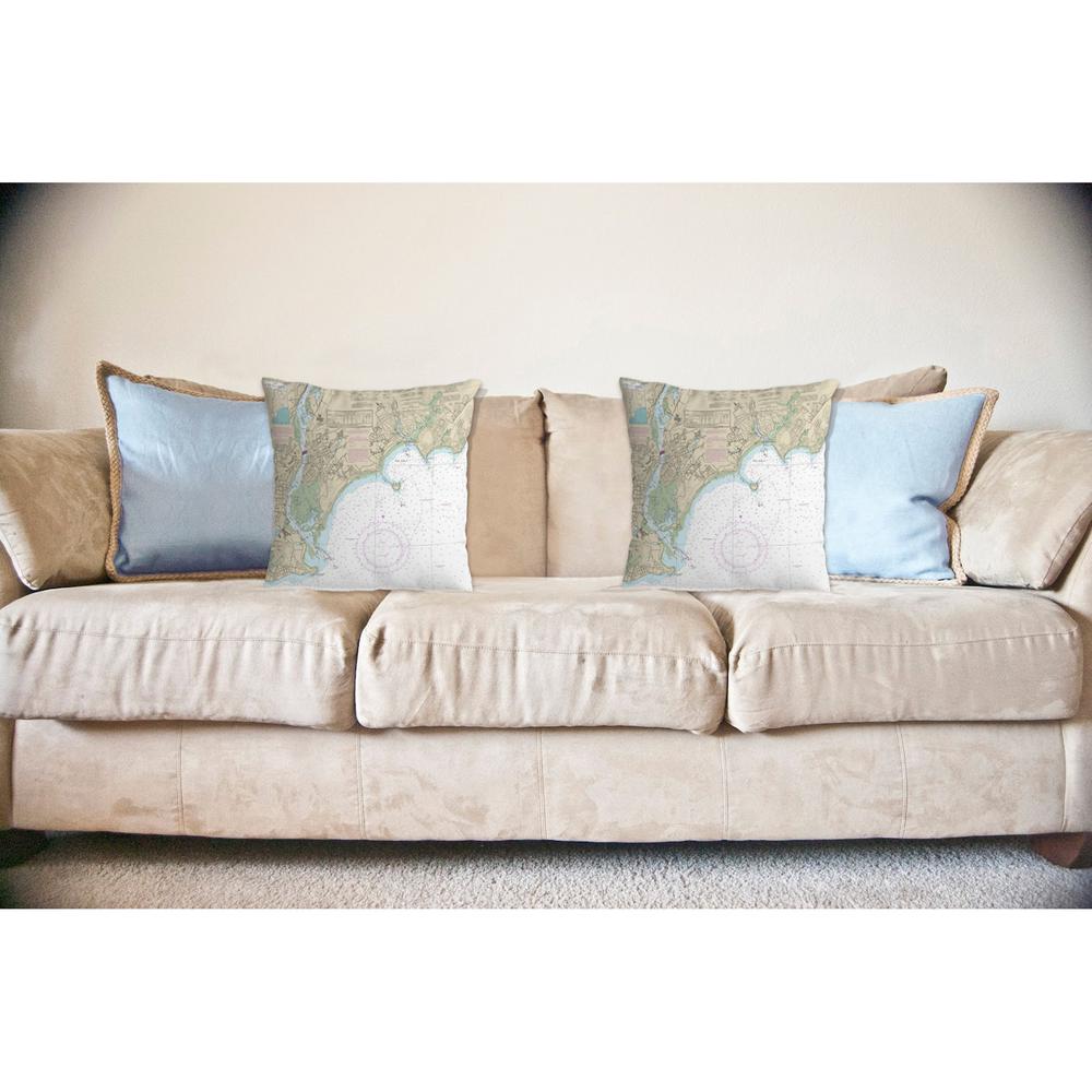 North Long Island Sound, NY Nautical Map Noncorded Indoor/Outdoor Pillow 12x12. Picture 2