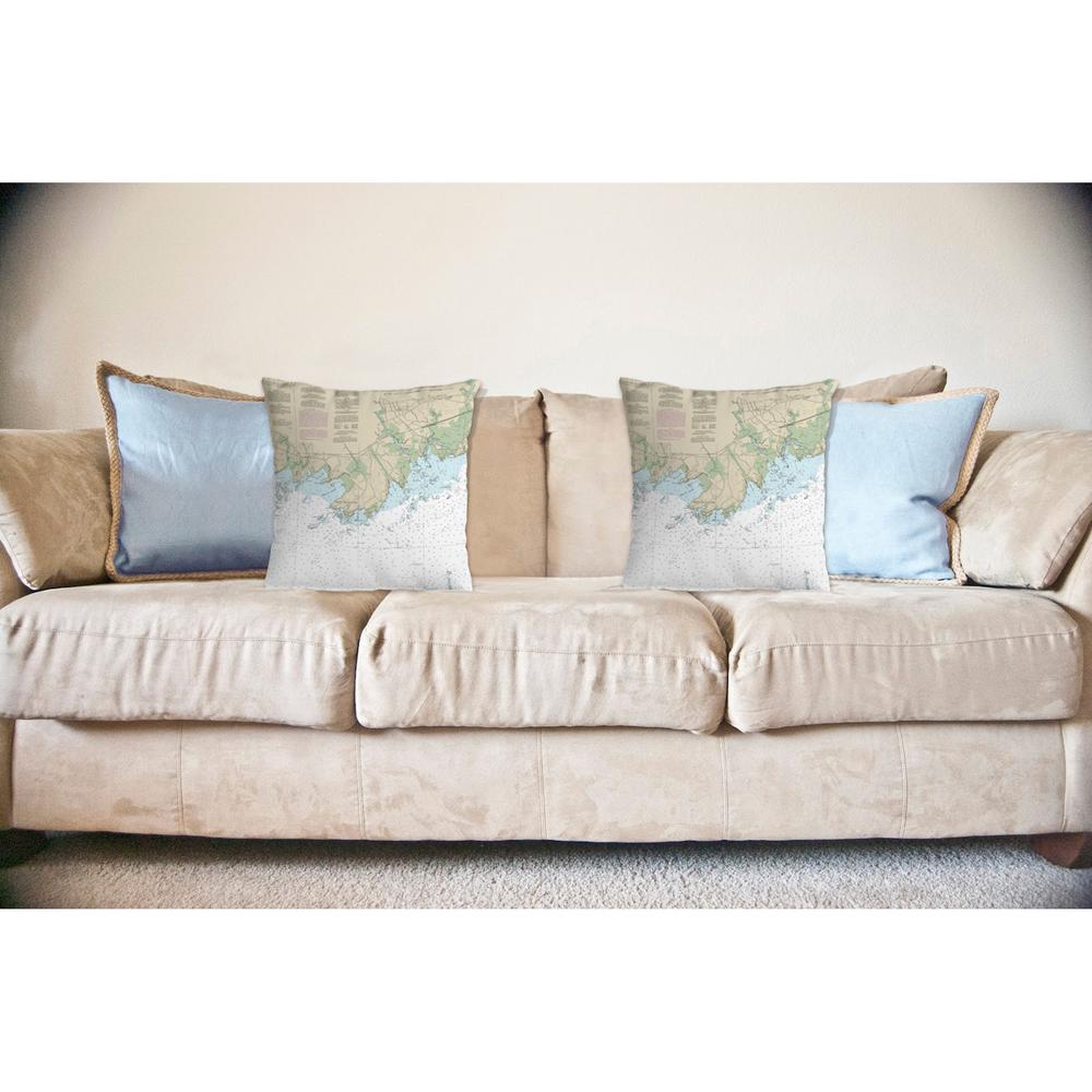 Guilford Point, CT Nautical Map Noncorded Indoor/Outdoor Pillow 12x12. Picture 2
