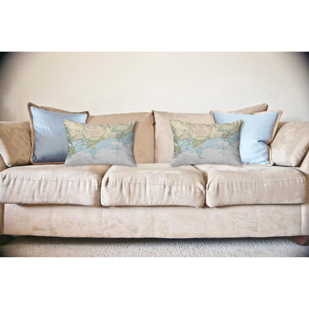 Clinton Harbor to Westbrook Harbor, CT Nautical Map Noncorded Indoor/Outdoor Pillow 11x14. Picture 2