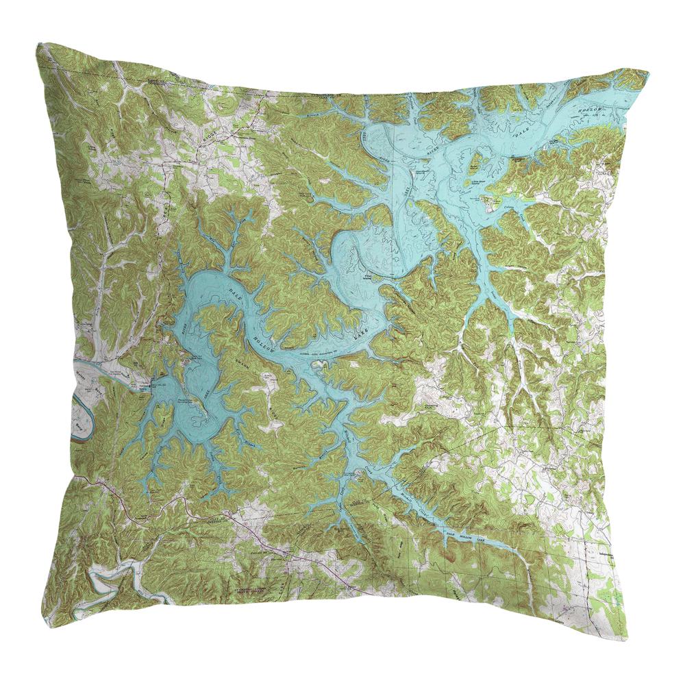 Dale Hollow, TN Nautical Map Small Noncorded Pillow 12x12. Picture 1
