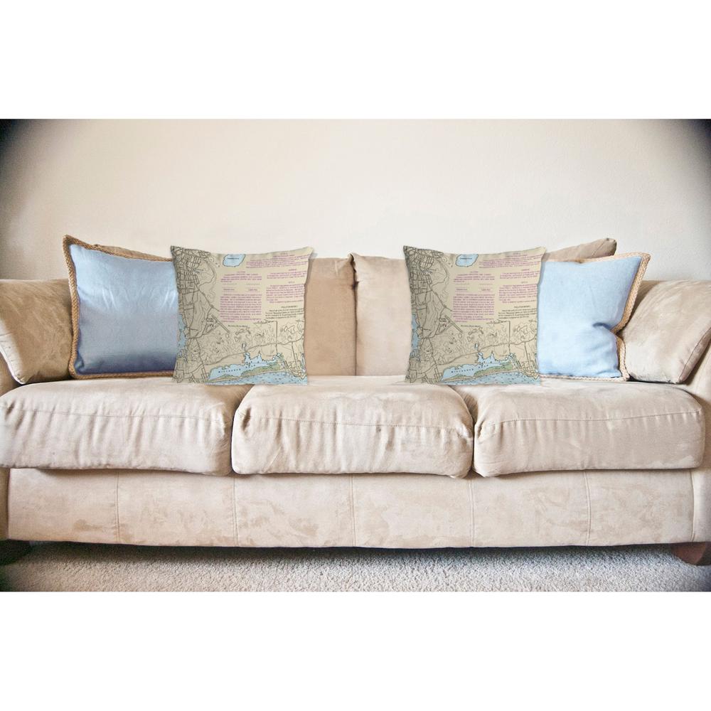 Block Island Sound - Westerly State Airport, RI Nautical Map Noncorded Indoor/Outdoor Pillow 12x12. Picture 2