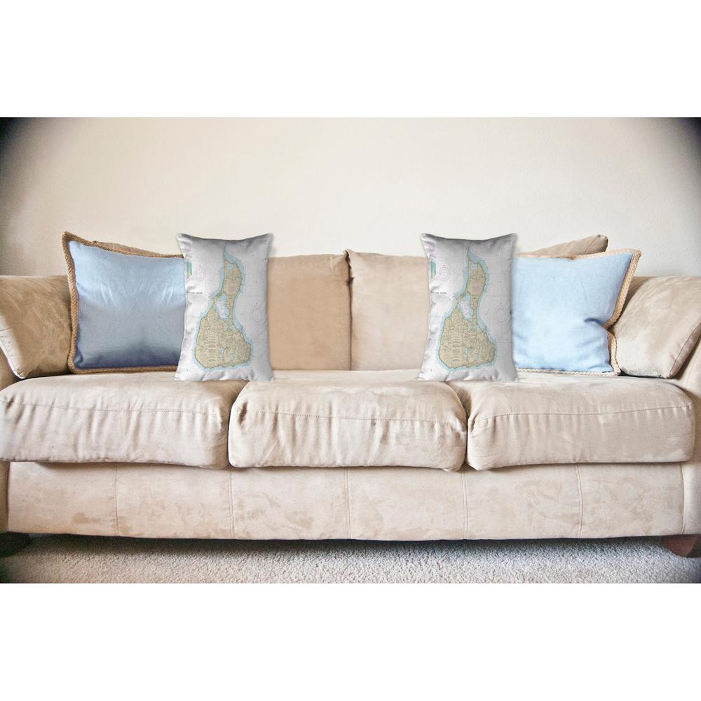 Block Island #2, RI Nautical Map Noncorded Indoor/Outdoor Pillow 11x14. Picture 2