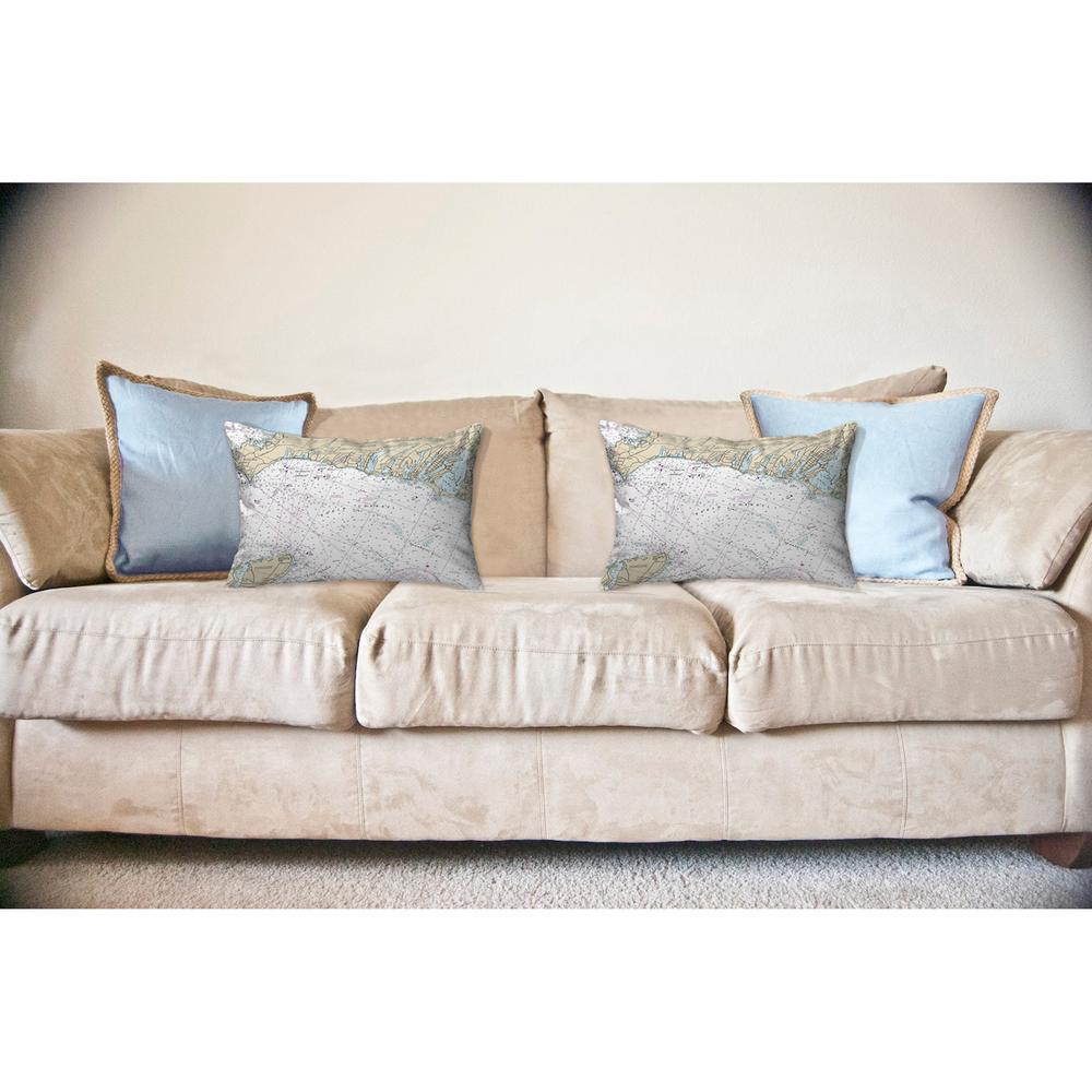 Falmouth Harbor, MA Nautical Map Noncorded Indoor/Outdoor Pillow 11x14. Picture 2