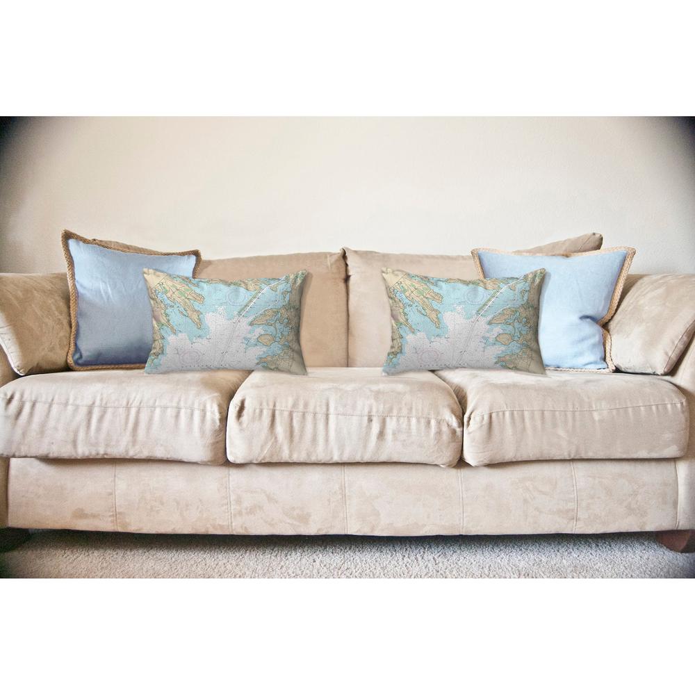 Cape Cod, MA Nautical Map Noncorded Indoor/Outdoor Pillow 11x14. Picture 2