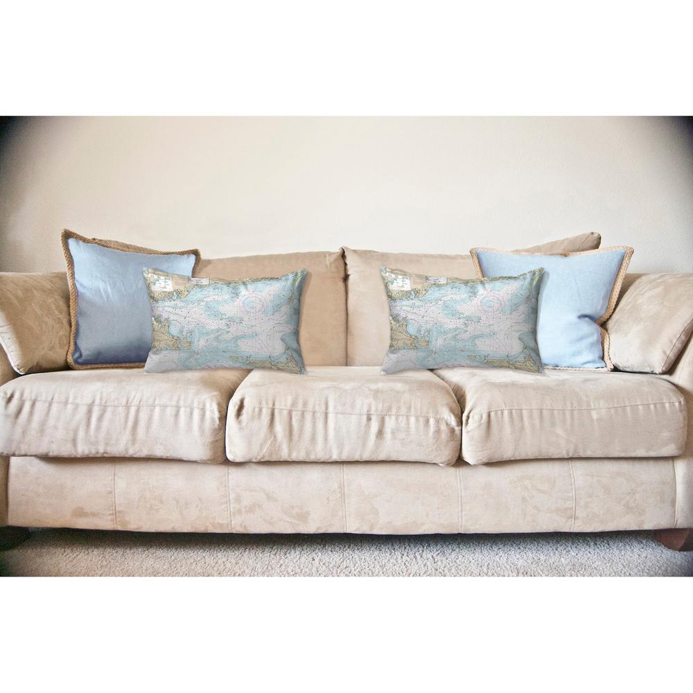 Nantucket Sound, MA Nautical Map Noncorded Indoor/Outdoor Pillow 11x14. Picture 2