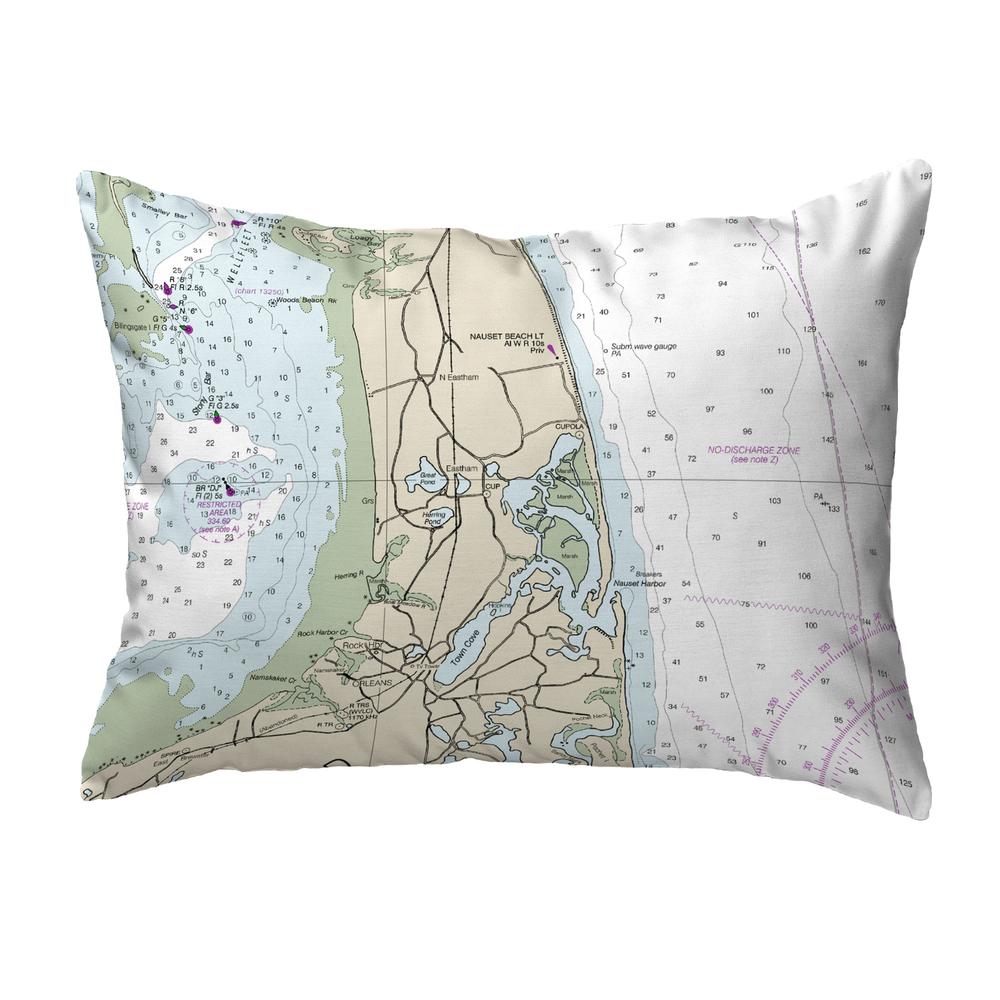 Cape Cod - Nauset Beach, MA Nautical Map Noncorded Indoor/Outdoor Pillow 11x14. Picture 1