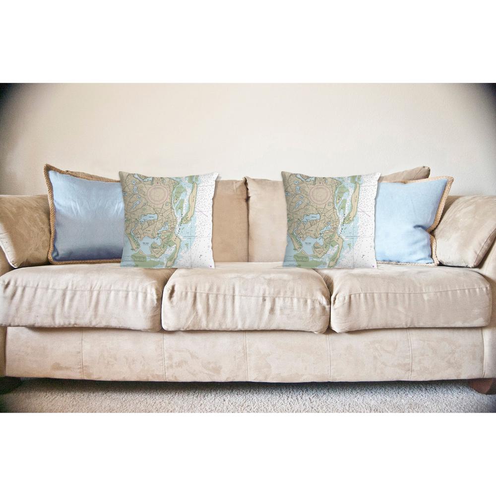 Chatham Harbor, MA Nautical Map Noncorded Indoor/Outdoor Pillow 12x12. Picture 2