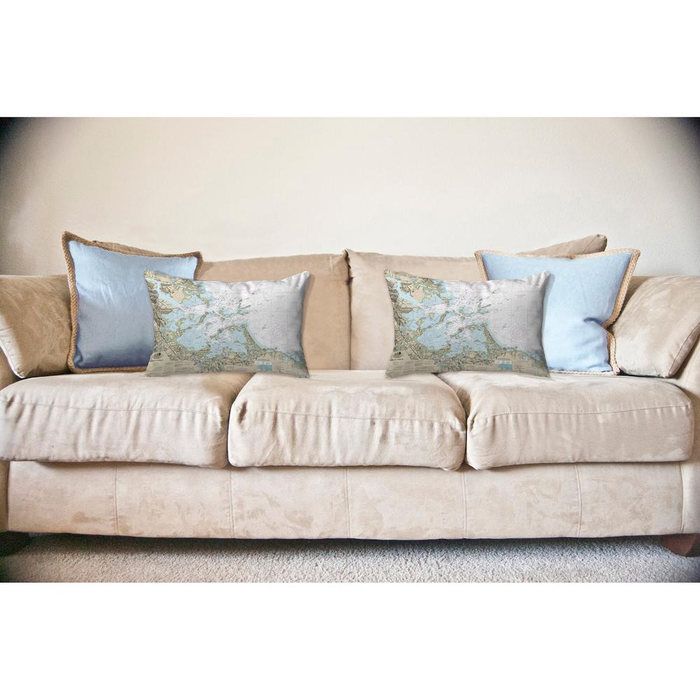 Boston Harbor, MA Nautical Map Noncorded Indoor/Outdoor Pillow 11x14. Picture 2