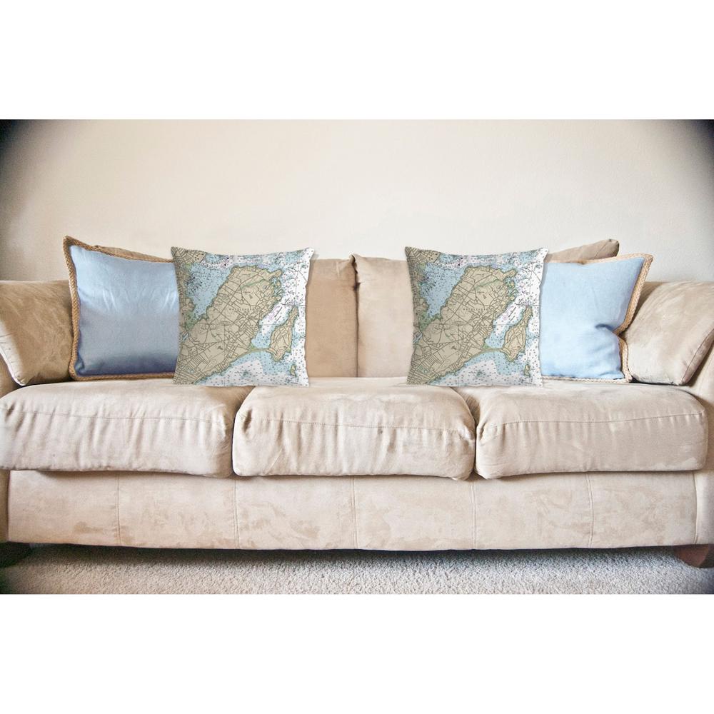 Marblehead, MA Nautical Map Noncorded Indoor/Outdoor Pillow 12x12. Picture 2