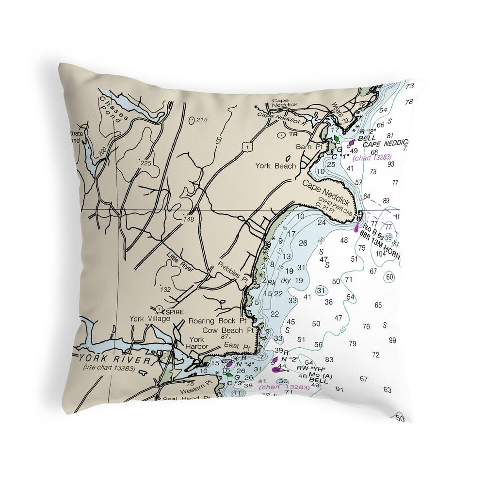 Cape Neddick, ME Nautical Map Noncorded Indoor/Outdoor Pillow 12x12. Picture 1