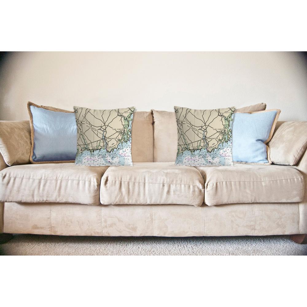Kennebunckport, ME Nautical Map Noncorded Indoor/Outdoor Pillow 12x12. Picture 2