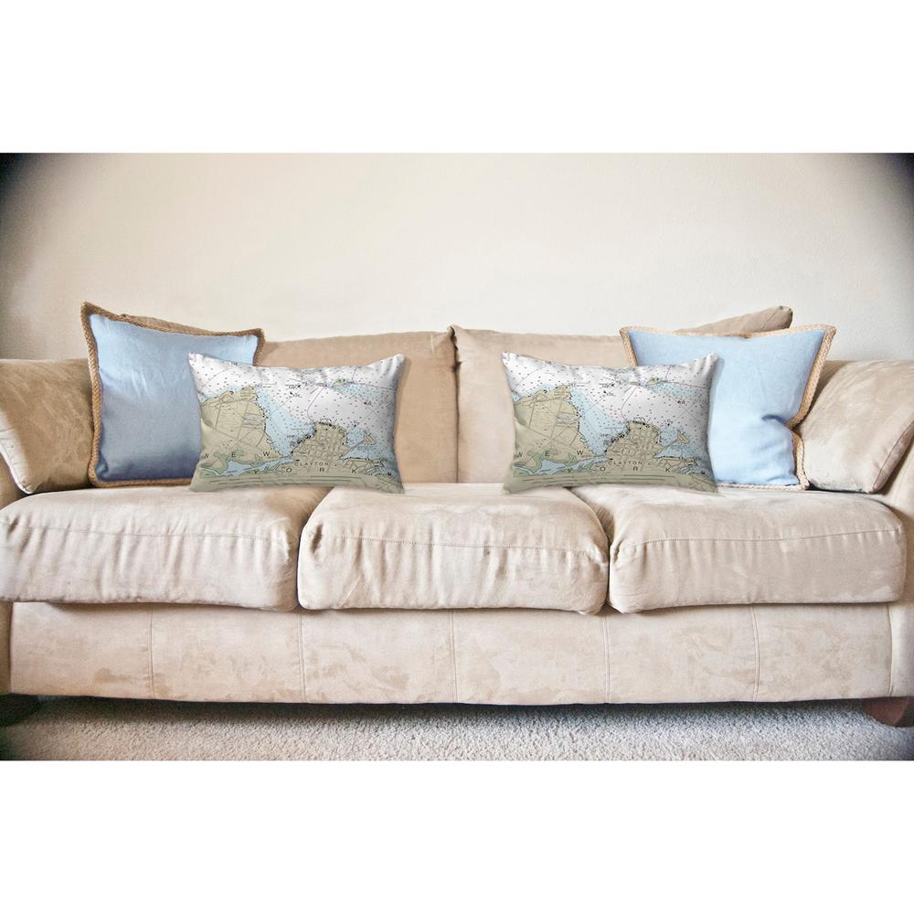 Clayton, NY Nautical Map Noncorded Indoor/Outdoor Pillow 11x14. Picture 2