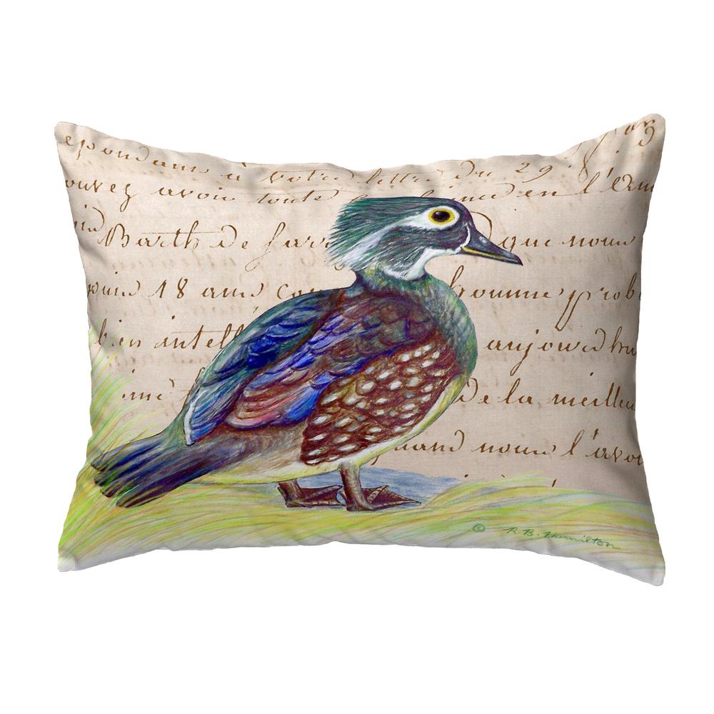 Female Wood Duck Script Small No-Cord Pillow 11x14. Picture 1