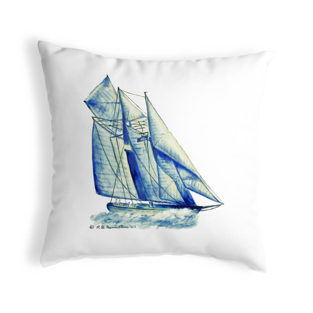 Blue Sailboat Small No-Cord Pillow 12x12. Picture 1