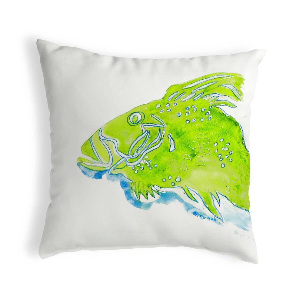 Green Fish Small No-Cord Pillow 12x12. Picture 1