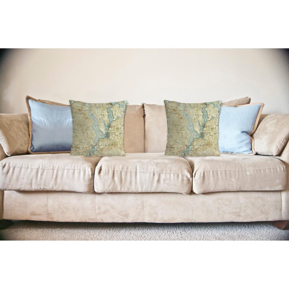 Lake Winnisquam, NH Nautical Map Noncorded Indoor/Outdoor Pillow 12x12. Picture 2