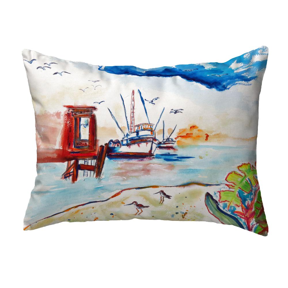 Dock & Shrimp Boat Small No-Cord Pillow 11x14. Picture 1