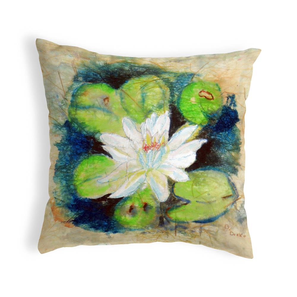 Water Lily on Rice Small No-Cord Pillow 12x12. Picture 1