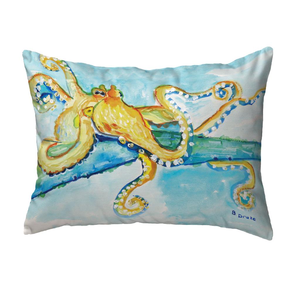 Gold Octopus Small No-Cord Indoor/Outdoor Pillow 11x14. Picture 1