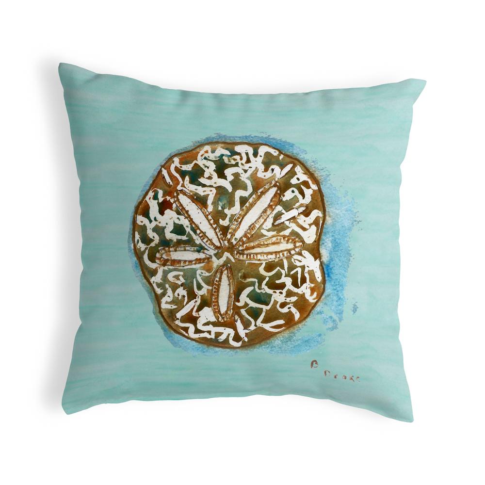 Sand Dollar - Teal Small No-Cord Pillow 12x12. Picture 1