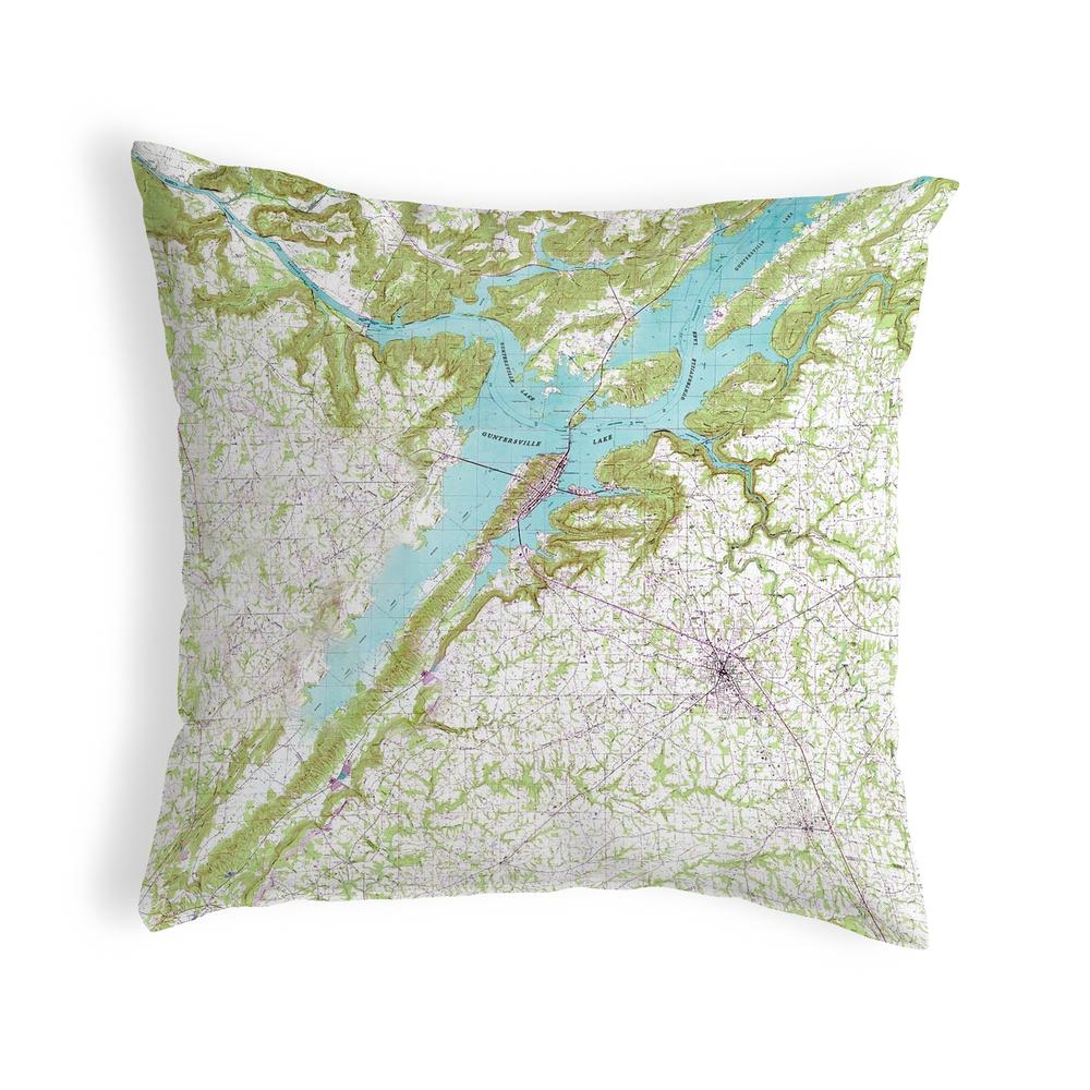 Lake Guntersville, AL Nautical Map Noncorded Indoor/Outdoor Pillow 12x12. Picture 1