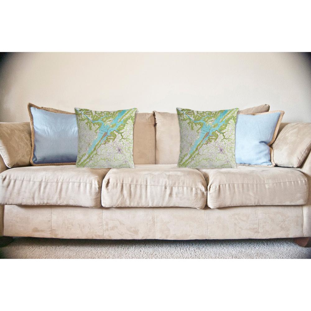 Lake Guntersville, AL Nautical Map Noncorded Indoor/Outdoor Pillow 12x12. Picture 2