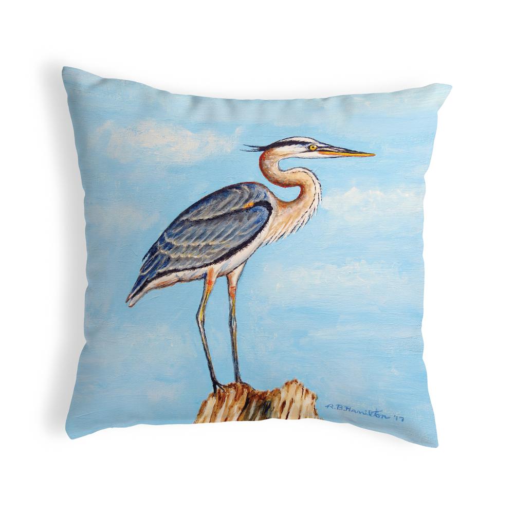 Blue Heron on Stump Small No-Cord Pillow 12x12. Picture 1