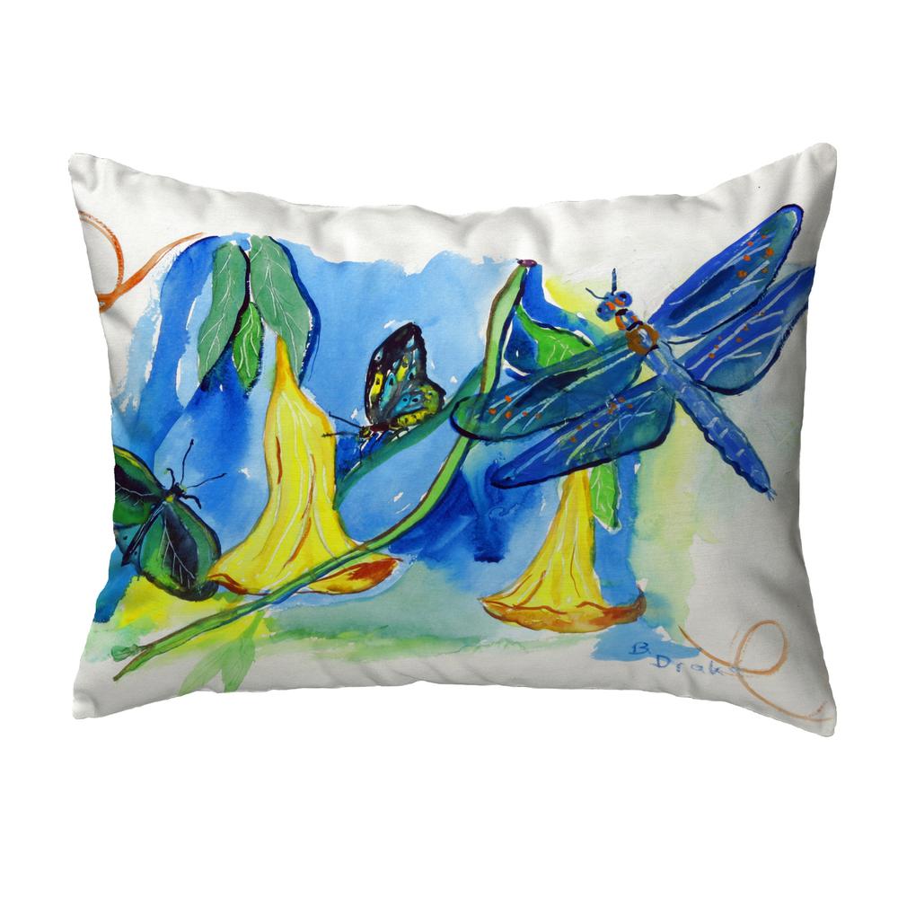 Yellow Bells & DragonFly Small No-Cord Pillow 11x14. Picture 1
