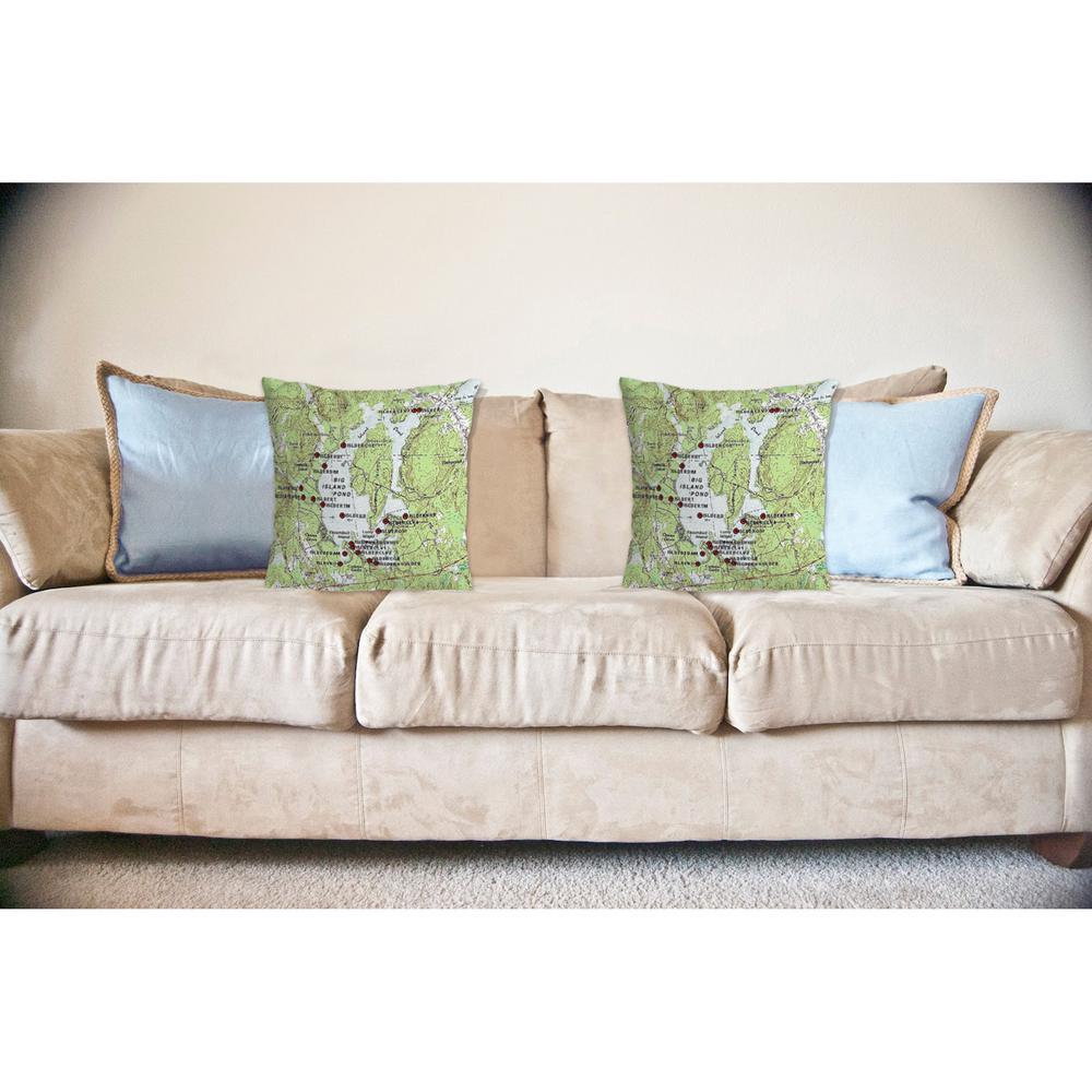 Big Island Pond, NH Nautical Map Noncorded Indoor/Outdoor Pillow 12x12. Picture 2