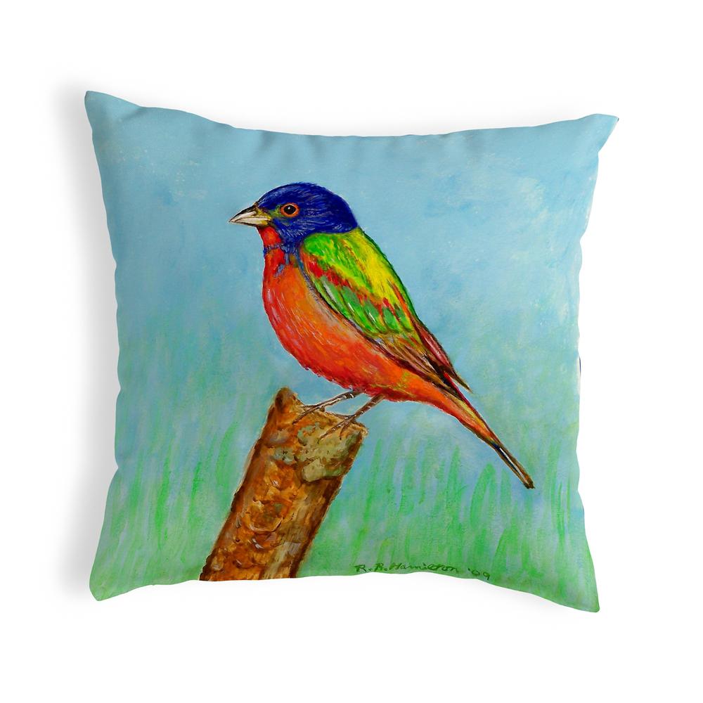 Painted Bunting Small No-Cord Pillow 12x12. Picture 1