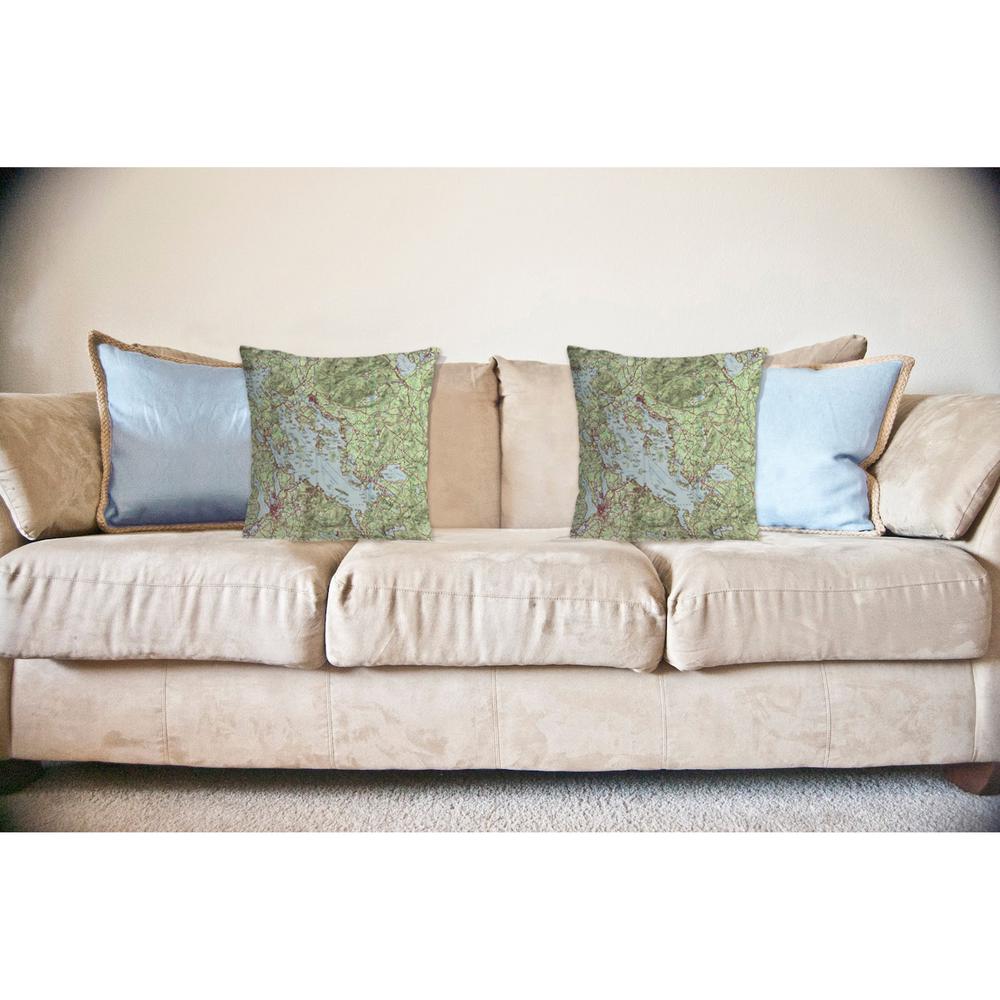 Lake Winnipesaukee, NH Nautical Map Noncorded Indoor/Outdoor Pillow 12x12. Picture 2