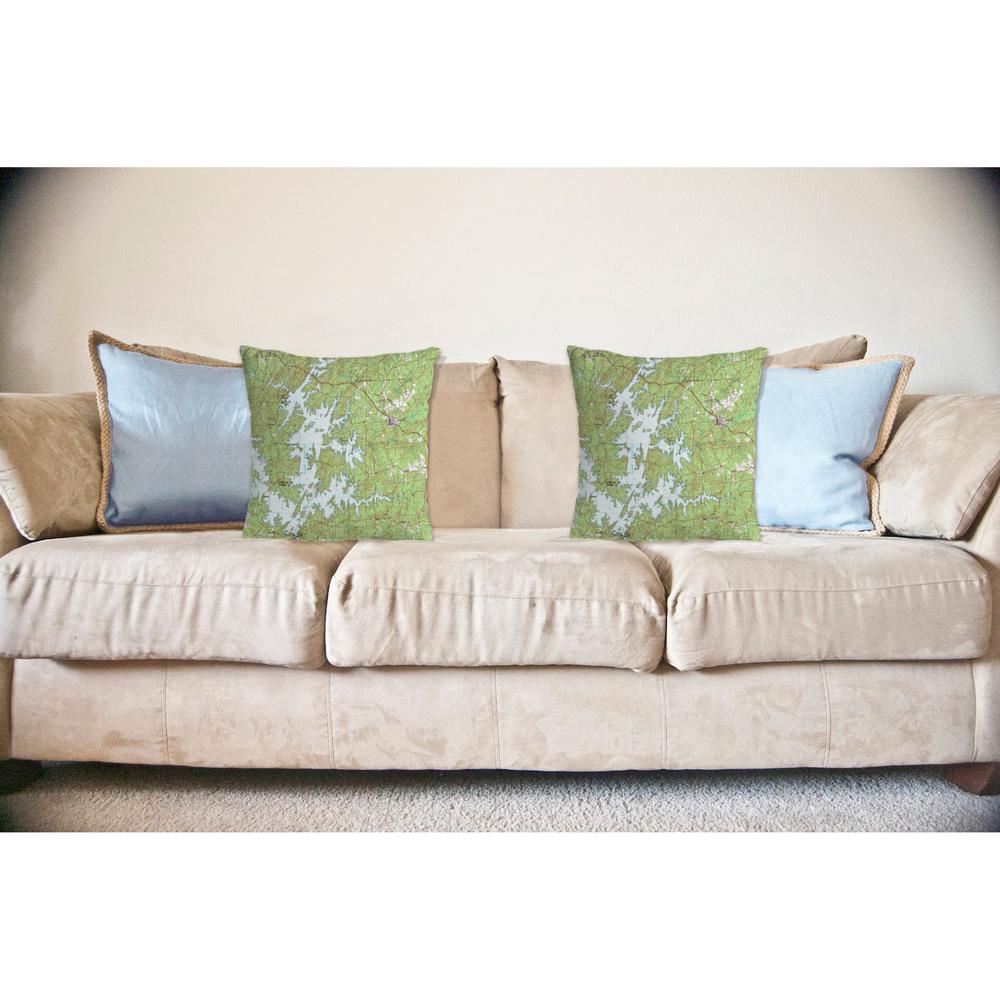 Lake Martin, AL Nautical Map Noncorded Indoor/Outdoor Pillow 12x12. Picture 2