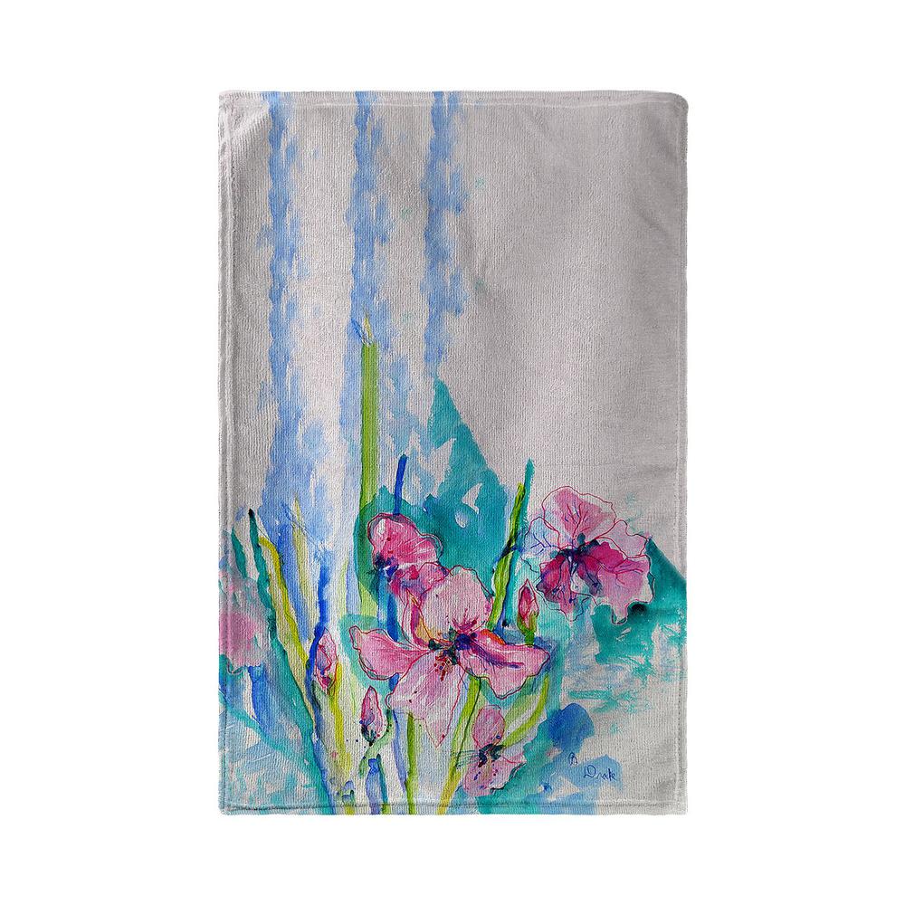 Pink Iris Kitchen Towel. Picture 2
