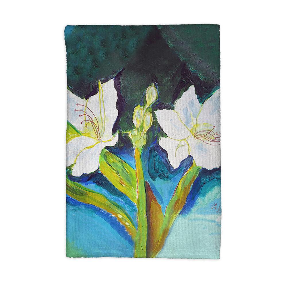 White Lilies Kitchen Towel. Picture 1