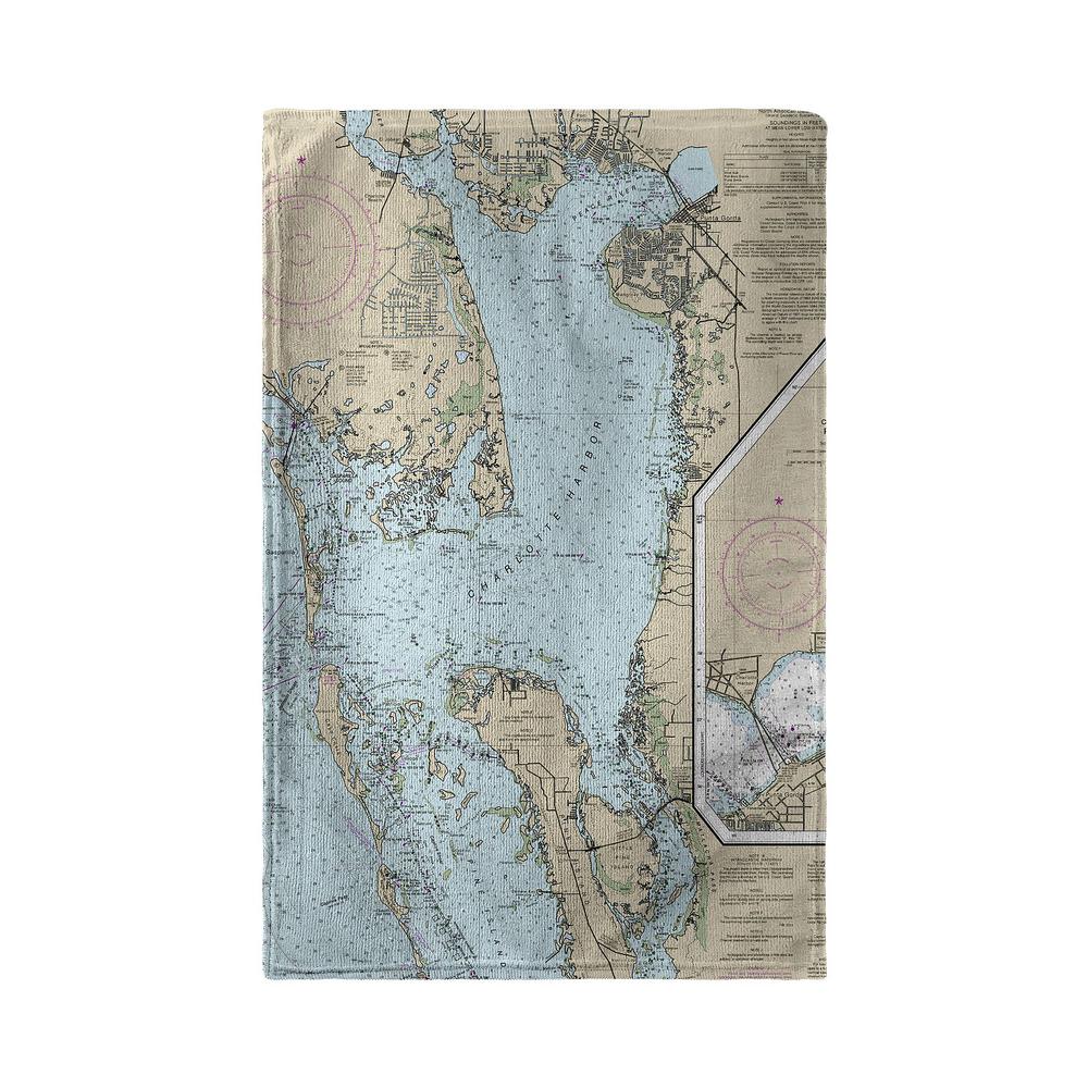 Charlotte Harbor, FL Nautical Map Kitchen Towel. Picture 2