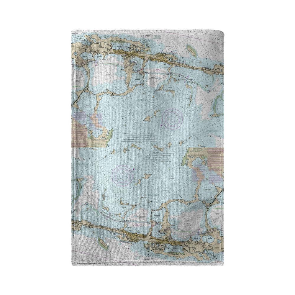 Key Largo, FL Nautical Map Kitchen Towel. Picture 1