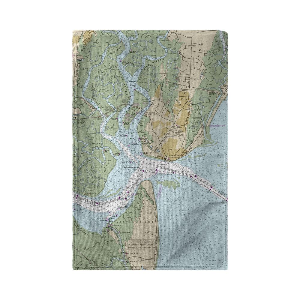 St Simons Sound, GA Nautical Map Kitchen Towel. Picture 1