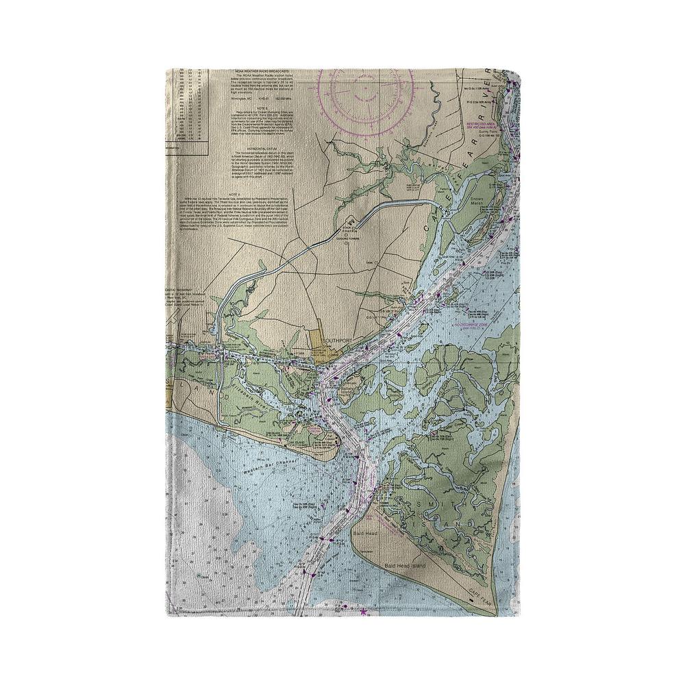 Cape Fear, NC Nautical Map Kitchen Towel. Picture 2
