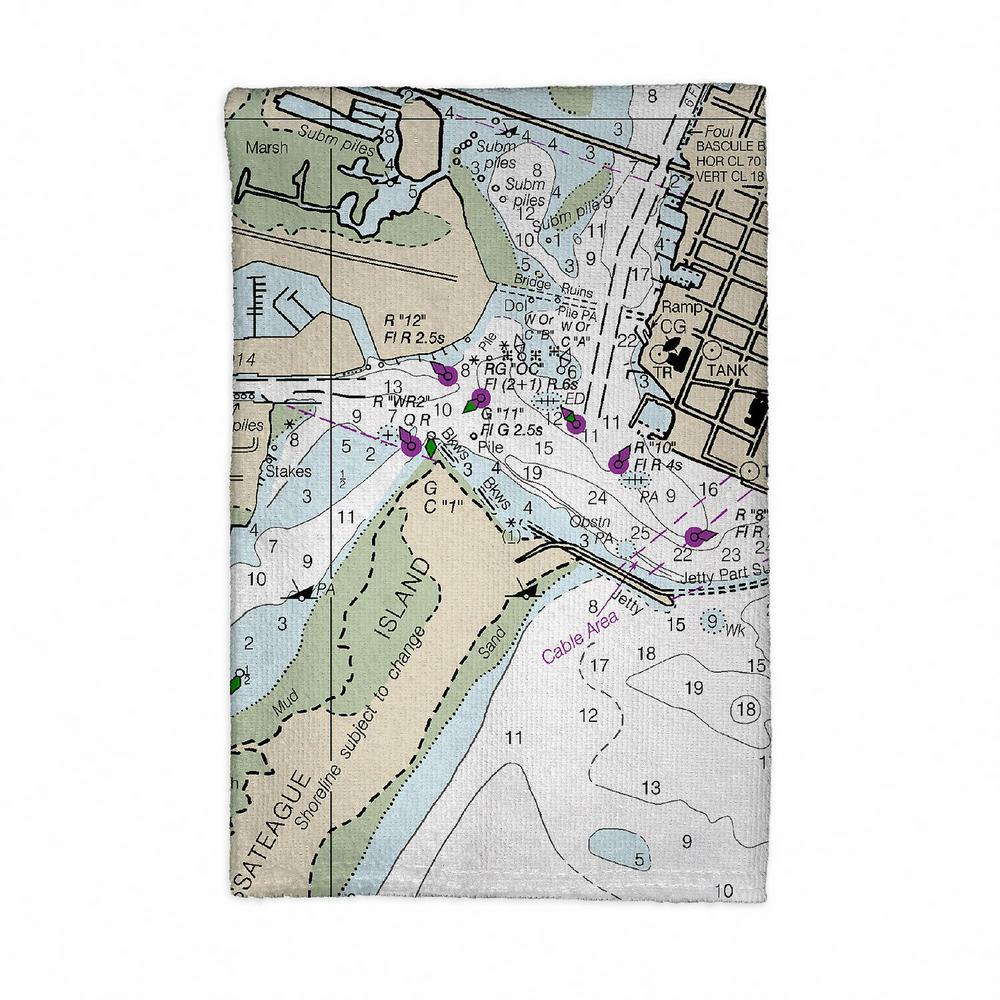Ocean City Inlet, VA Nautical Map Kitchen Towel. Picture 1